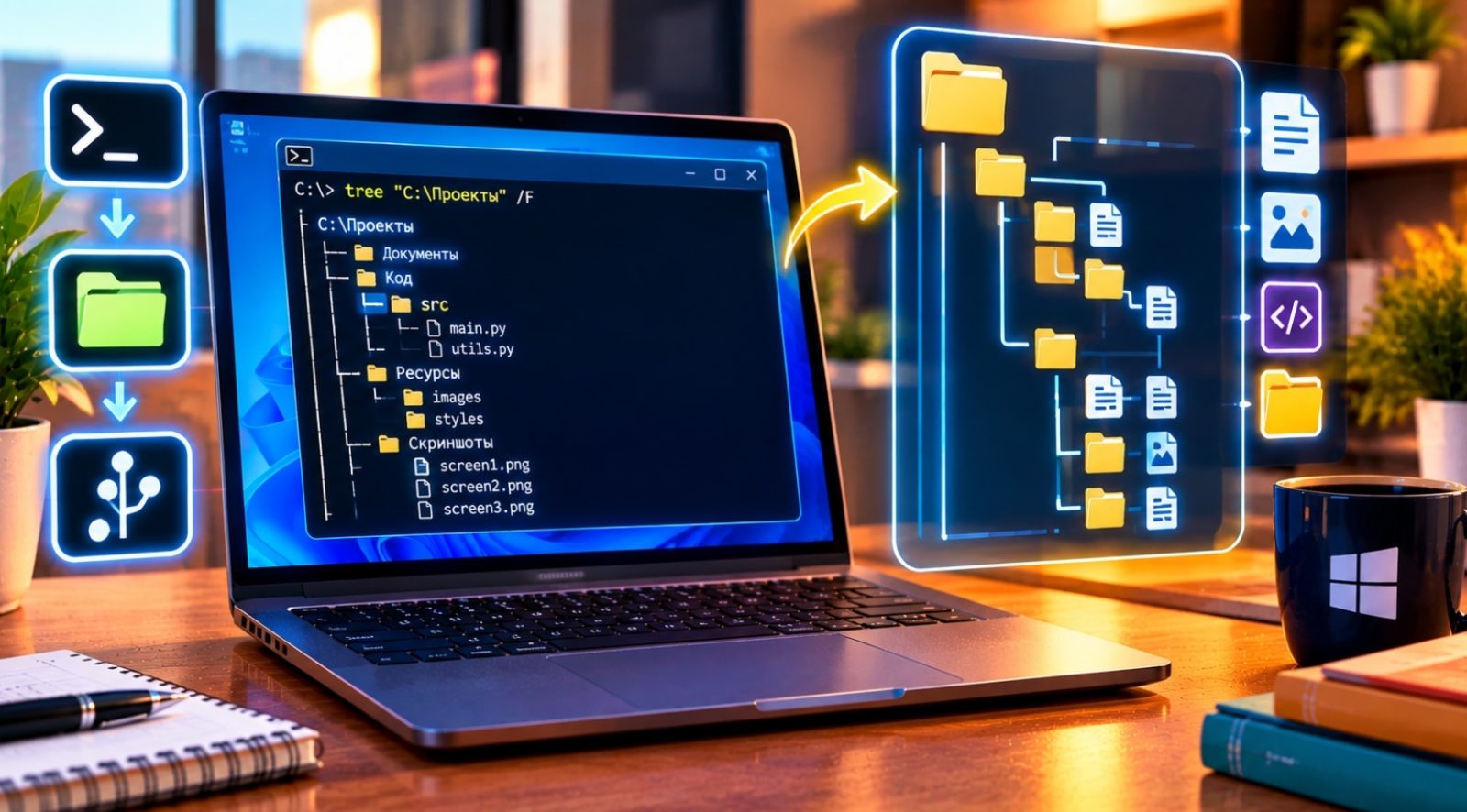 📂 ЗАБЛУДИЛИСЬ В ОГРОМНОЙ ПАПКЕ ? WINDOWS МОЖЕТ ПОКАЗАТЬ ВСЮ СТРУКТУРУ ДЕРЕВА 